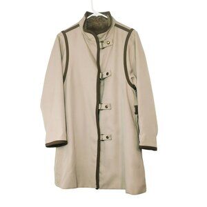 Vintage 1970s Country Pacer Trench Coat Womens M Beige Faux Fur Lined